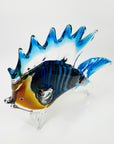 LARGE 1980s MURANO BLUE ART GLASS FISH PAPERWEIGHT/SCULPTURE