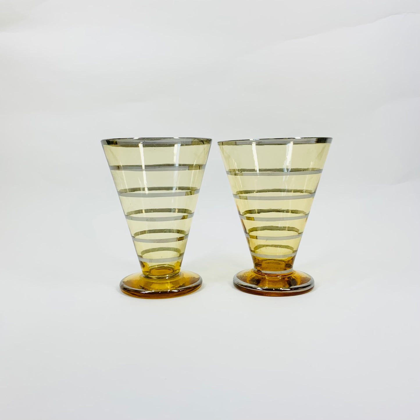 50s AMBER SILVER GILDED CONICAL/COCKTAIL GLASSES