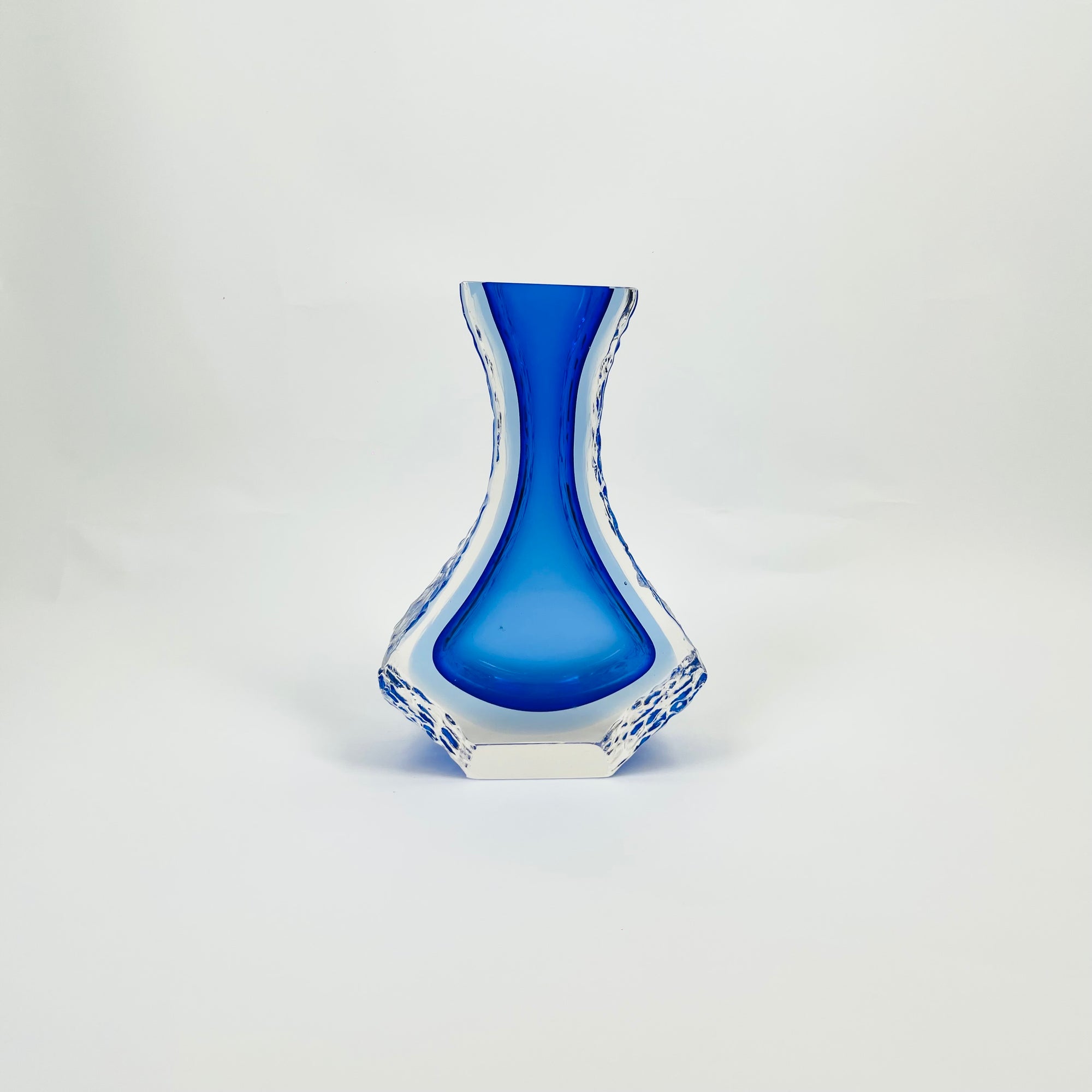 1970s MURANO COBALT BLUE TEXTURED GLASS POSY VASE