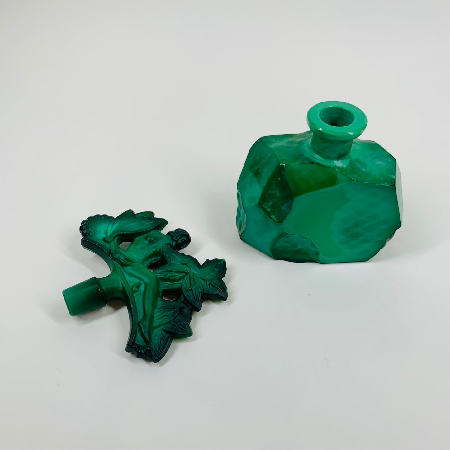 ART DECO MALACHITE GLASS PERFUME BOTTLE