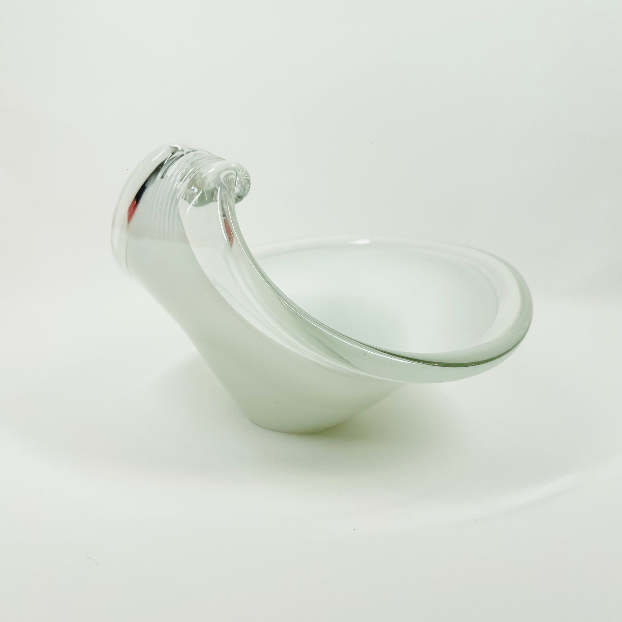 1970s JAPANESE CASED WHITE GLASS HOKUSAI WAVES BOWL