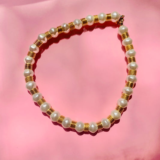 FANCY COIL LINKS PEARL NECKLACE