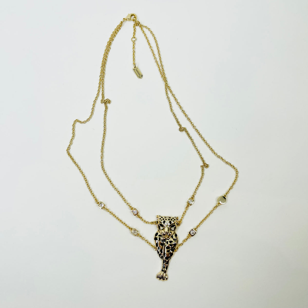 Y2K ROBERTO CAVALLI BLACK ENAMEL PANTHER NECKLACE