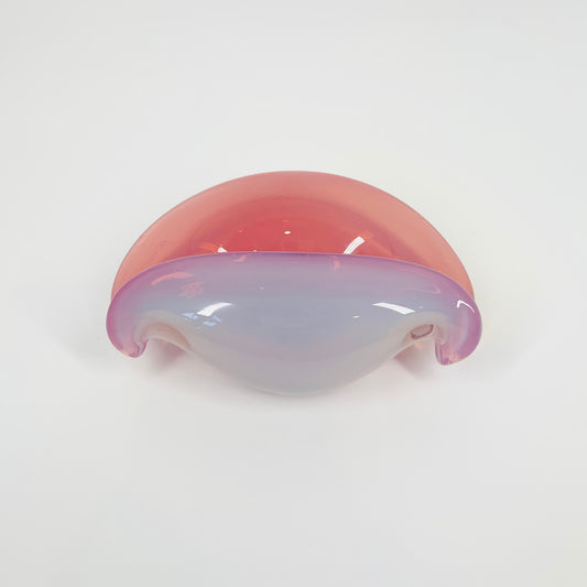 1950s PINK MURANO OPALESCENT GLASS SHELL BOWL