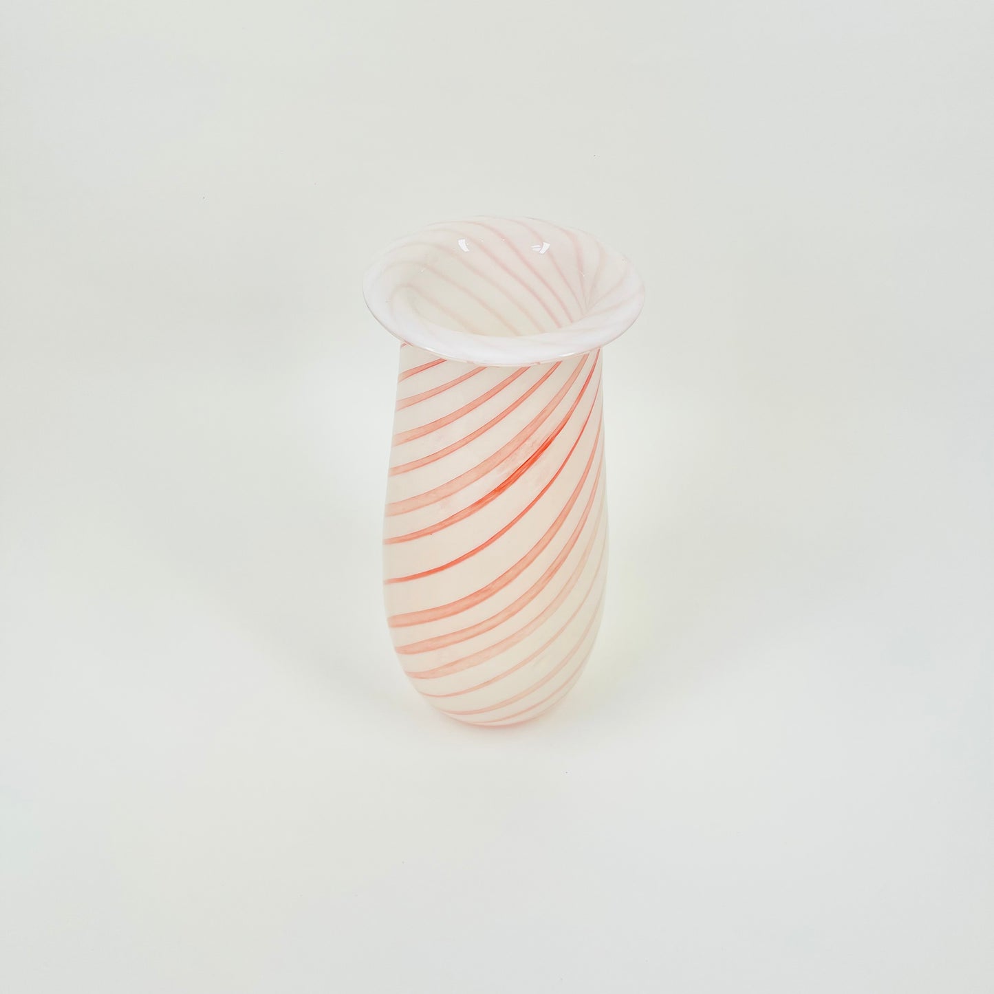 1960s CASED MURANO RED ORANGE CANDY CANE POSY VASE