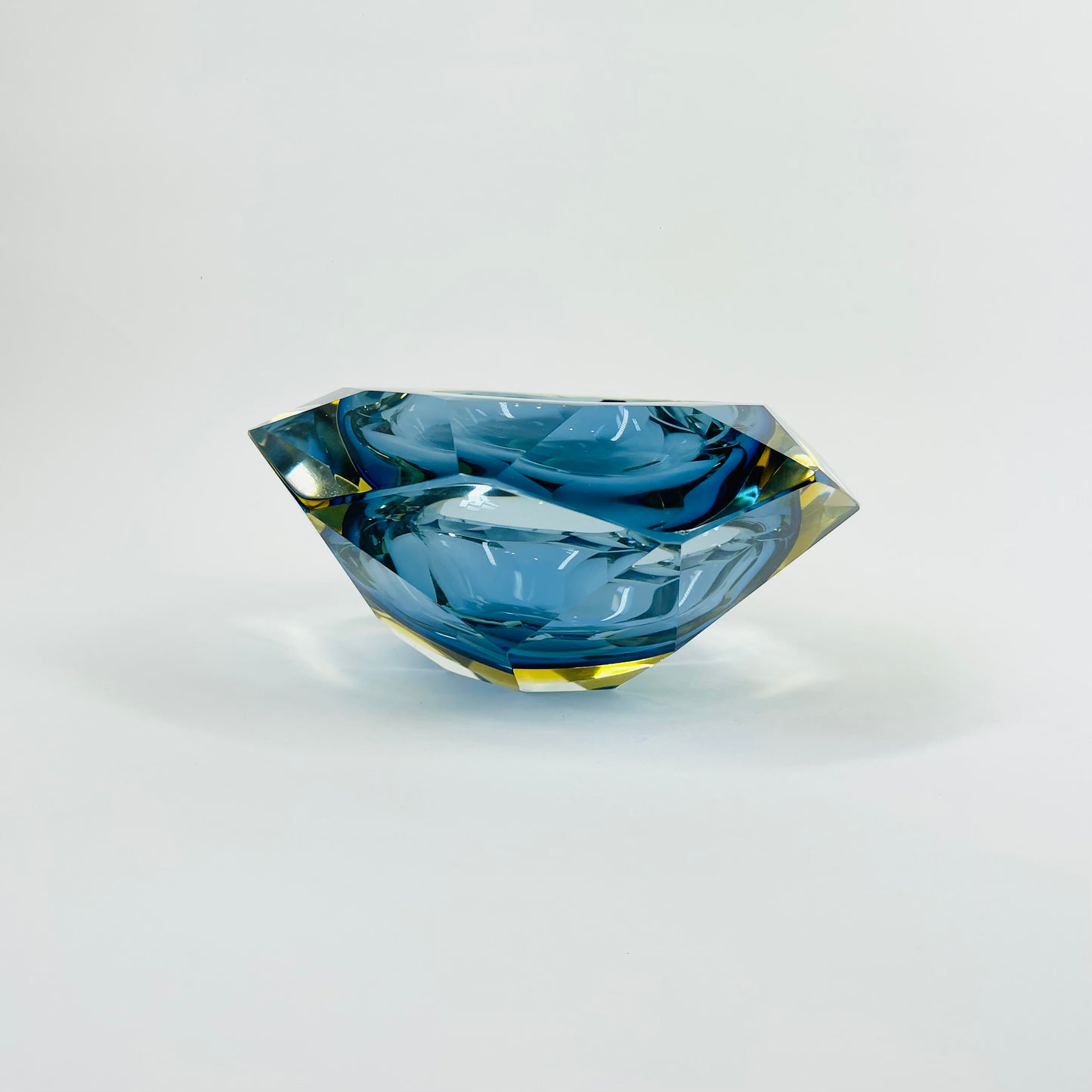 1950s FACETED MURANO TRI-COLOUR BLUE GEODE BOWL/ASHTRAY