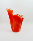 1970s JAPANESE CASED MANDARIN/ORANGE GLASS HANDKERCHIEF FLAME VASE