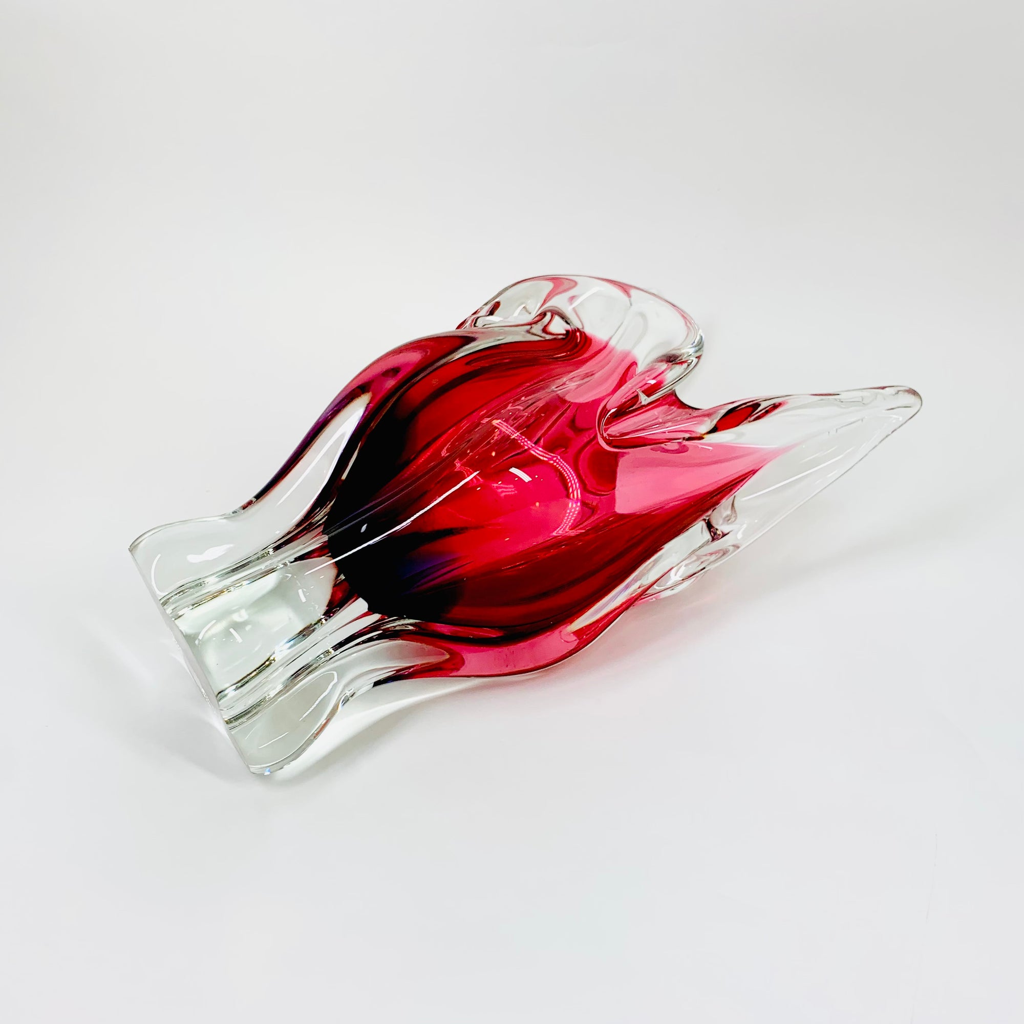 1960s SKLO UNION GREEN SOMMERSO GLASS VASE BY JOSEF HOSPODKA