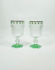1970s ITALIAN LAMINATED GREEN FOOTED GLASS GOBLETS