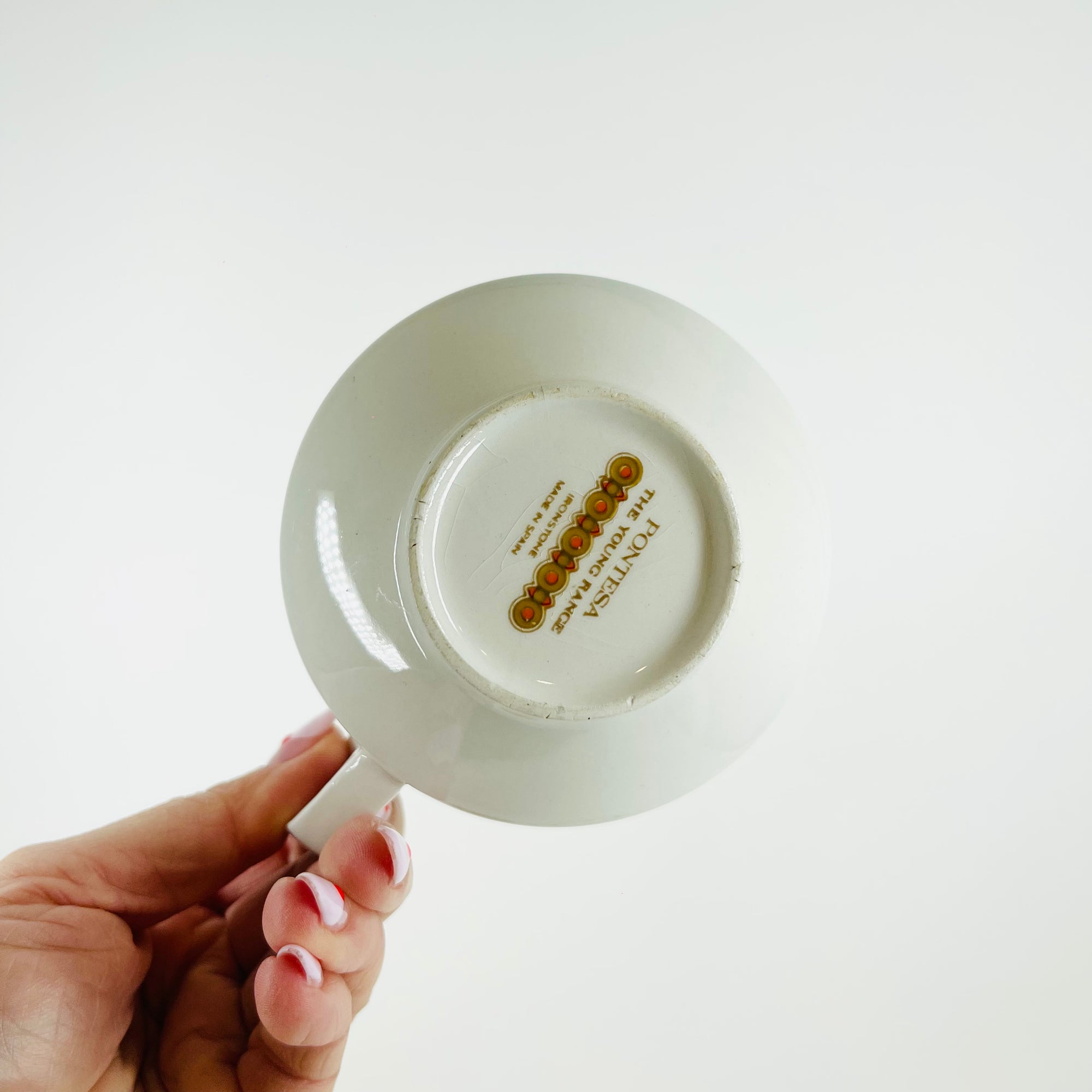 1970s SPANISH PONTESA COFFEE CUP AND SAUCER SET