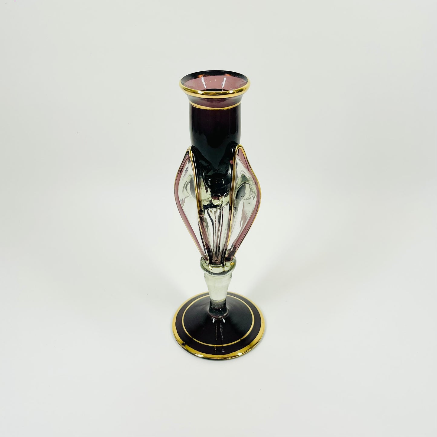 1950s MURANO AMETHYST GLASS CANDLE HOLDER