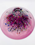1990s AUSTRALIAN MOUTH BLOWN PINK PURPLE SPATTER ART GLASS BOWL BY MATT LARWOOD