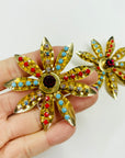 1950s STATEMENT FLOWER TUTTI FRUITTI CLIP ON EARRINGS