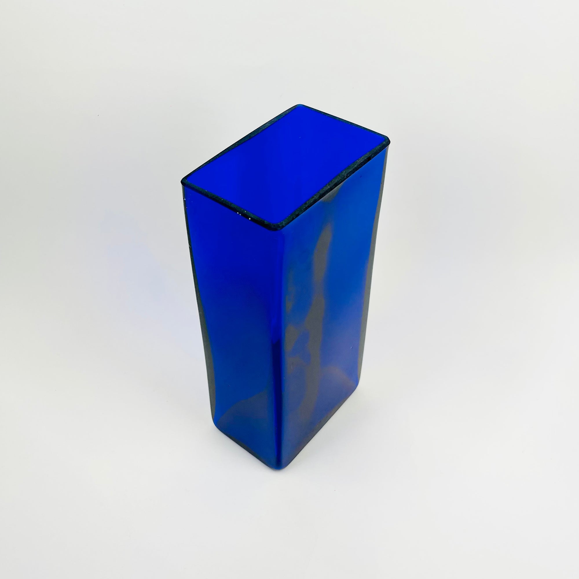 ANTIQUE COBALT BLUE GLASS BRICK VASE