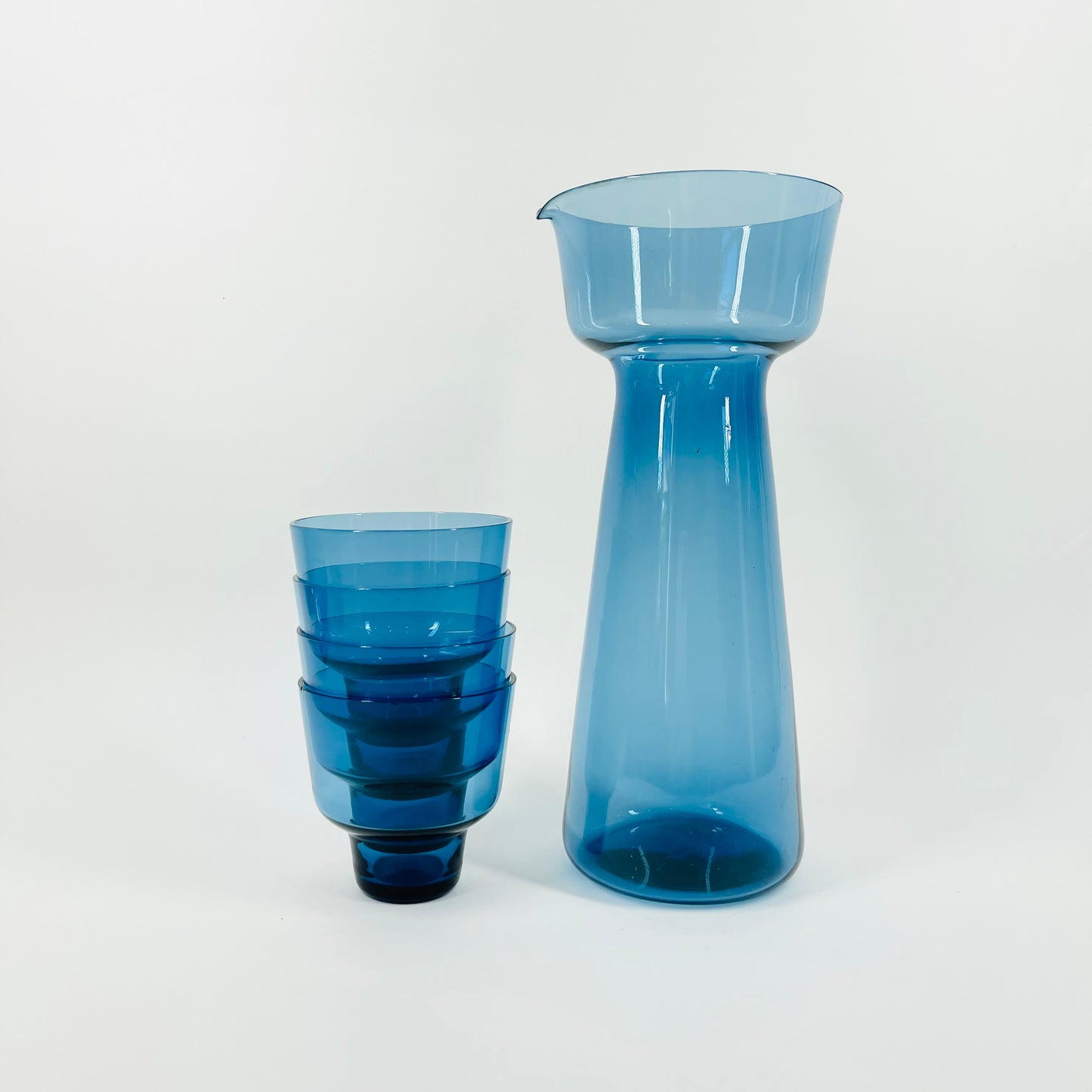 MCM BLUE GLASS IITTALA KARTIO CARAFE SET