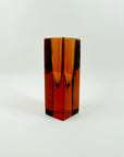 1960s BURNT HONEY BROWN SOMMERSO GLASS BLOCK VASE