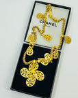 1995 CHANEL ARABESQUE LIMITED EDITION GOLD PLATED LOGO CHARM NECKLACE