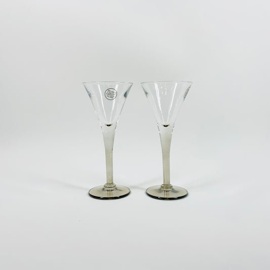 1980s ITALIAN GREY STEM LIQUEUR GLASSES