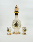 1950s PINK GOLD GILDED SHIP GLASS DECANTER SET