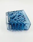 1950s AQUAMARINE BLUE BRUTALIST GLASS MINI VASE BY JOSEF SCHOTT