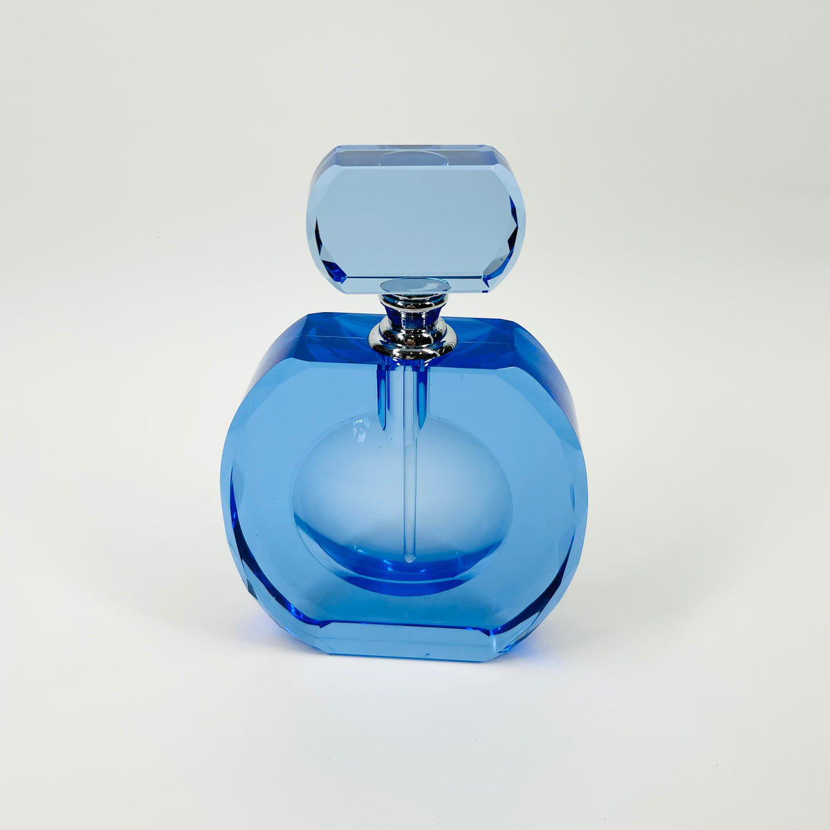 1980s CZECH BLUE CRYSTAL PERFUME BOTTLE