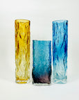 1970s GERMAN BLUE PURPLE OMBRE BARK GLASS VASE