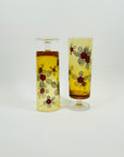 1970s JAPANESE AMBER FOOTED FLOWER POWER HIGHBALL GLASSES