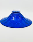 1980s MOUTH BLOWN COBALT BLUE SPATTER GLASS COMPORT/BOWL