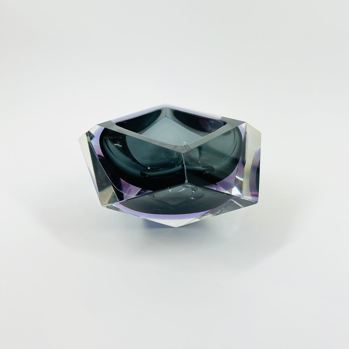 1960s PINK PURPLE GREY SOMMERSO DIAMOND FACETED GLASS BOWL