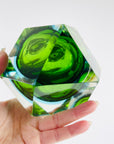 1940s GREEN BLUE MURANO SOMMERSO FACETED GLASS LIGHTER BOX