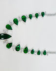 VINTAGE ART DECO STYLE GP COSTUME GREEN DIAMONTE FANCY LINKS NECKLACE