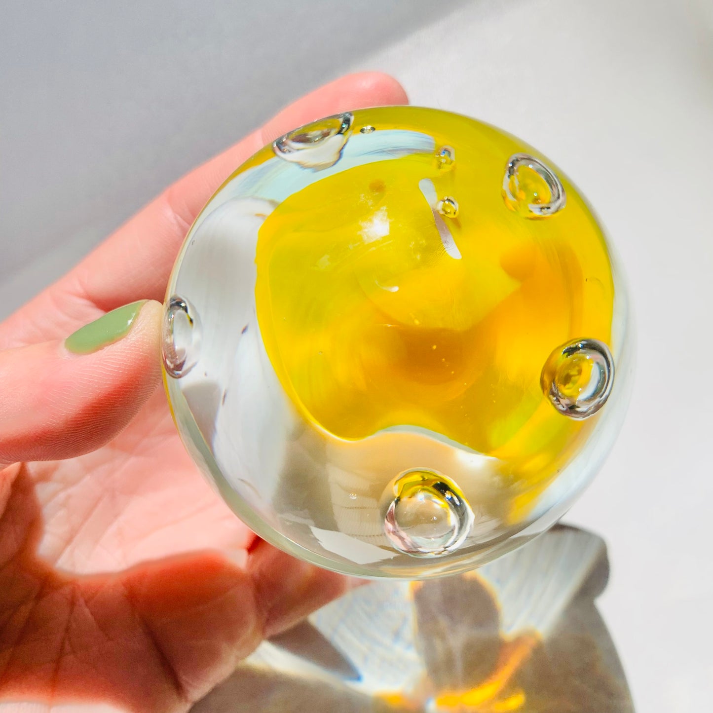 YELLOW SPACE AGE PAPERWEIGHT