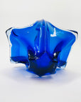 1970s JAPANESE BLUE SOMMERSO GLASS FLAME BOWL/VASE