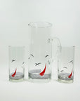 1970s LAMINATED GLASS SEA THEME JUG SET
