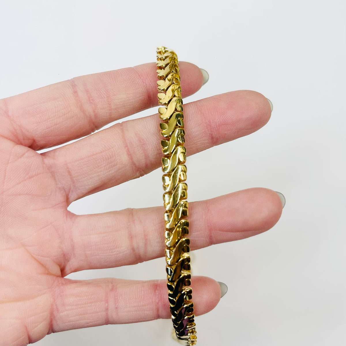 1960s 18K GP MONET S CURVES FANCY LINKS CHAIN NECKLACE