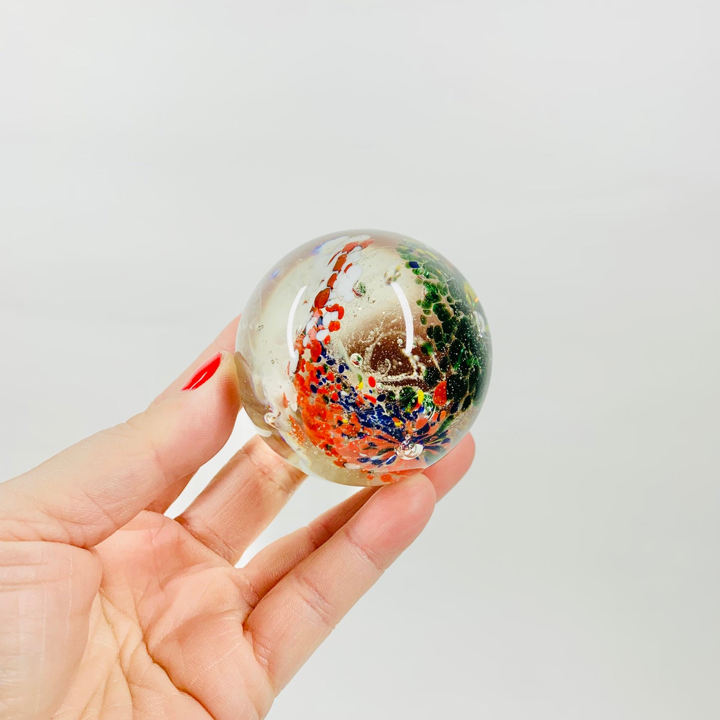 MCM MULTI SPATTER ART GLASS PAPERWEIGHT