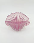 1950s PINK MURANO RIBBED OPALINE GLASS SHELL BOWL (MEDIUM)