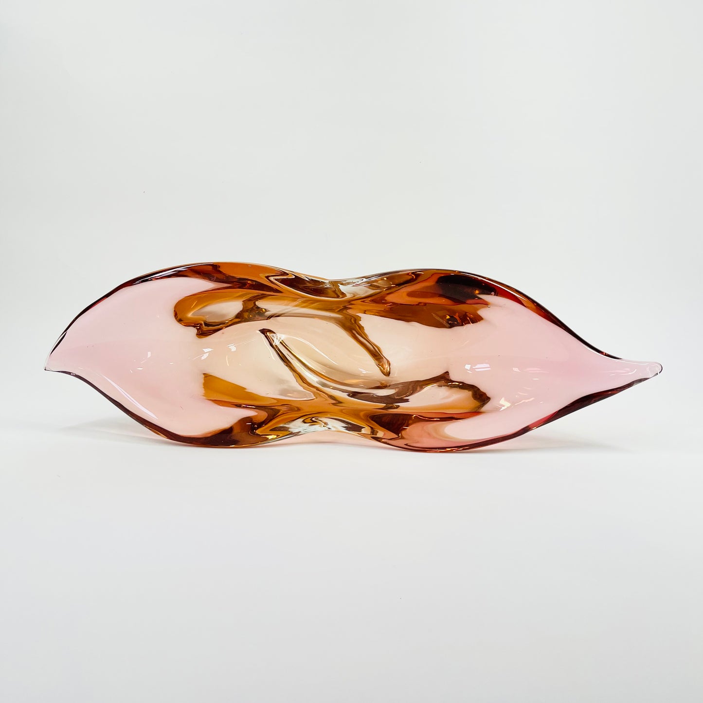 1950s MURANO PINK PEACH OMBRE SOMMERSO GLASS LIPS BOWL