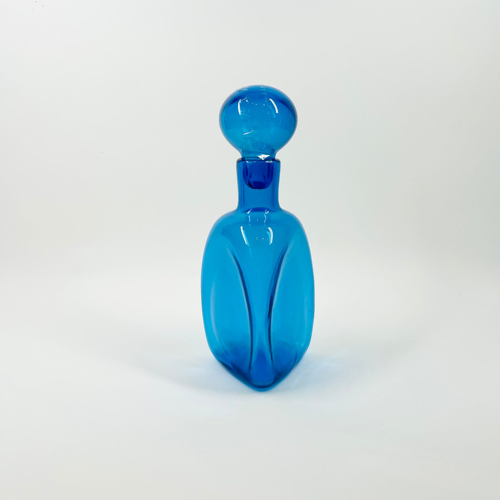 1970s BLENKO KINGFISHER BLUE GLASS DECANTER