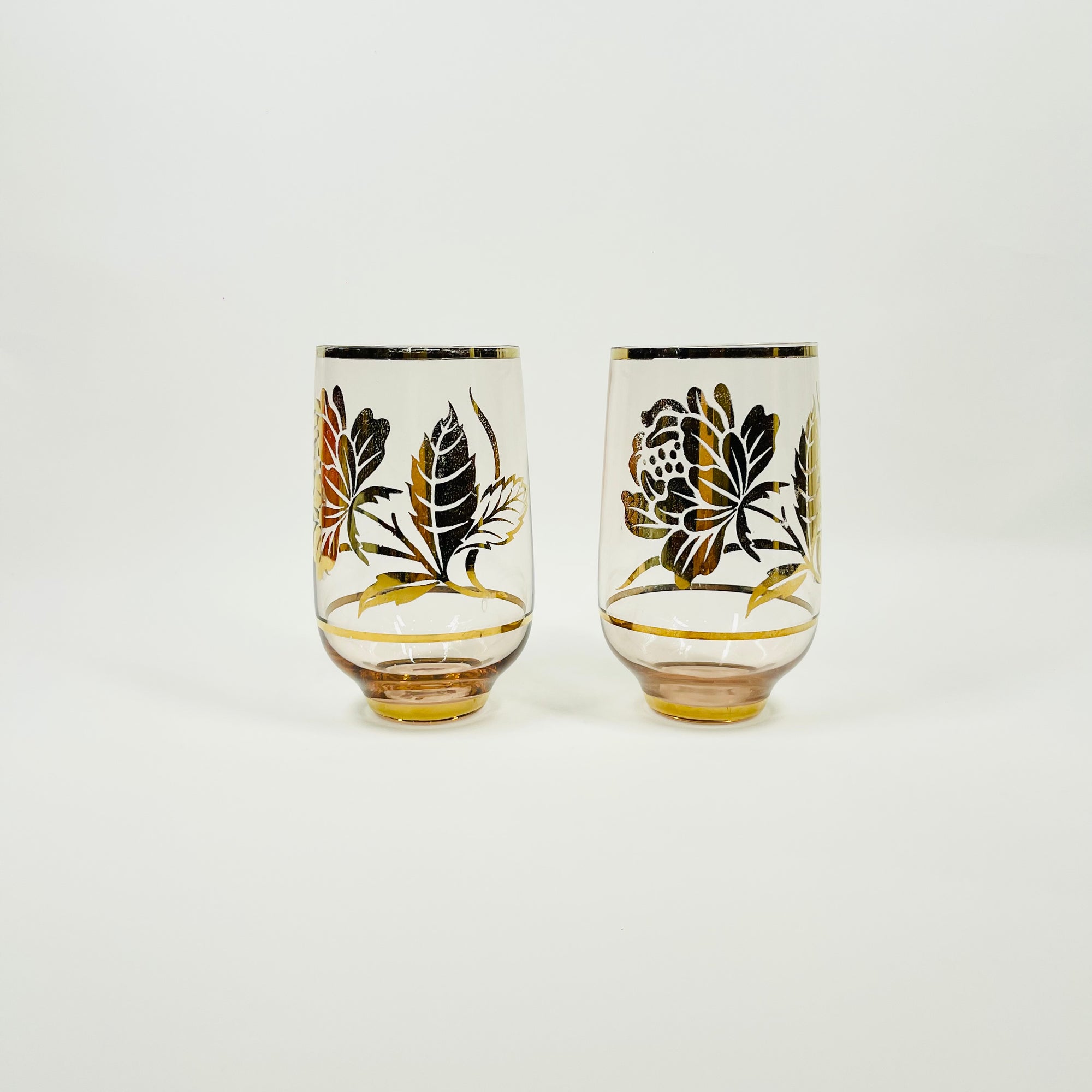 1950s PINK GOLD GILDED GLASS TUMBLERS