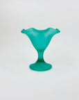 50s GREEN SATIN GLASS COMPORT