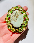 VICTORIAN STYLE CAMEO URANIUM GLASS BROOCH