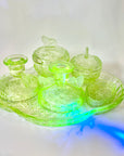 ANTIQUE ART DECO URANIUM GLASS VANITY SET