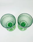 1980s HEAVY LARGE VILLEROY & BOCH GREEN GLASS GOBLETS