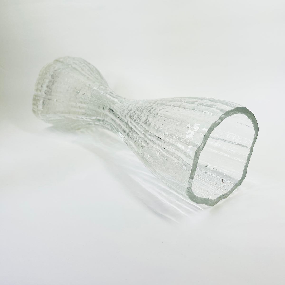 LARGE 1960s INGRID GLASHUTTE BARK GLASS VASE