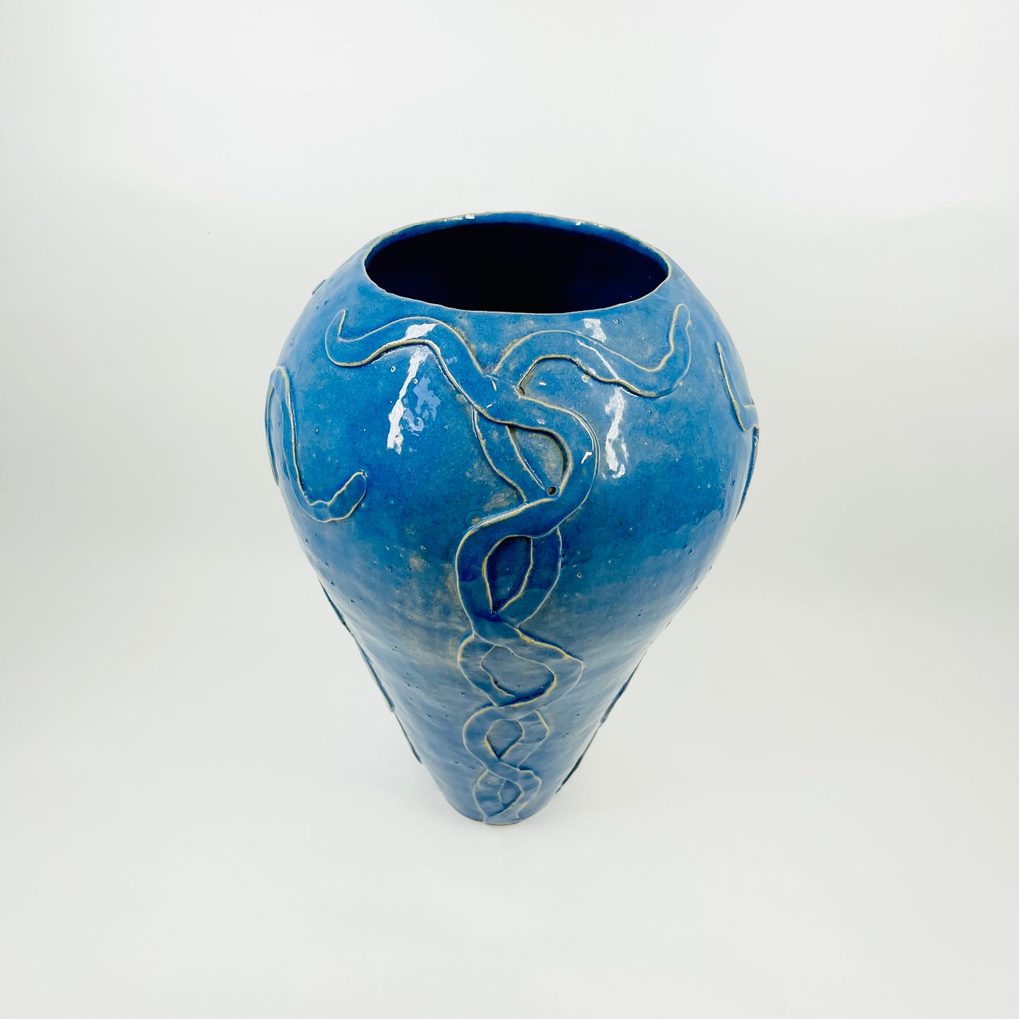 1950s NITTSJO SWEDISH BLUE GLAZED EARTHENWARE VASE