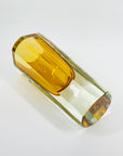 XL 1960s GOLD AMBER MURANO SOMMERSO FACETED GLASS BLOCK VASE