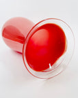 1980s MOUTH BLOWN CASED RED ART GLASS VASE