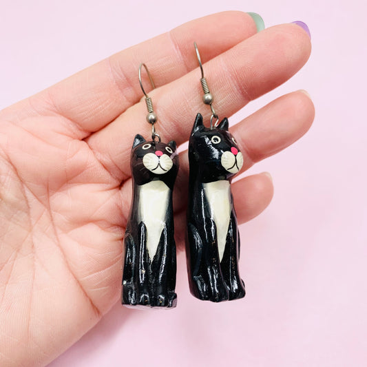 1950s BLACK KITTY DROP EARRINGS