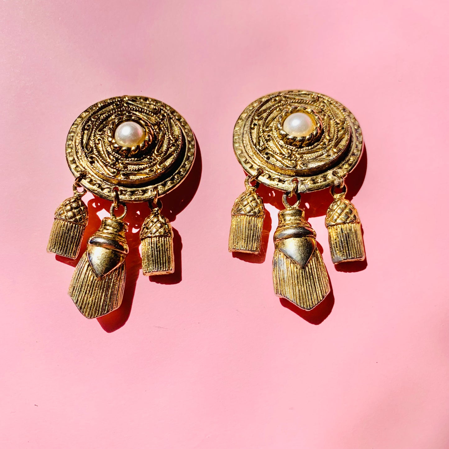 EGYPTIAN REVIVAL PEARL DROP EARRINGS